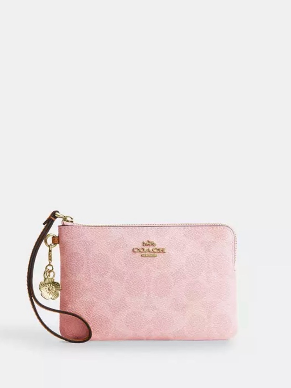 Coach Blush Pink Signature Wristlet with Gold Hardware